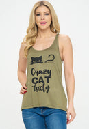 LA Soul - Crazy Cat Lady Print Graphic Tanktops