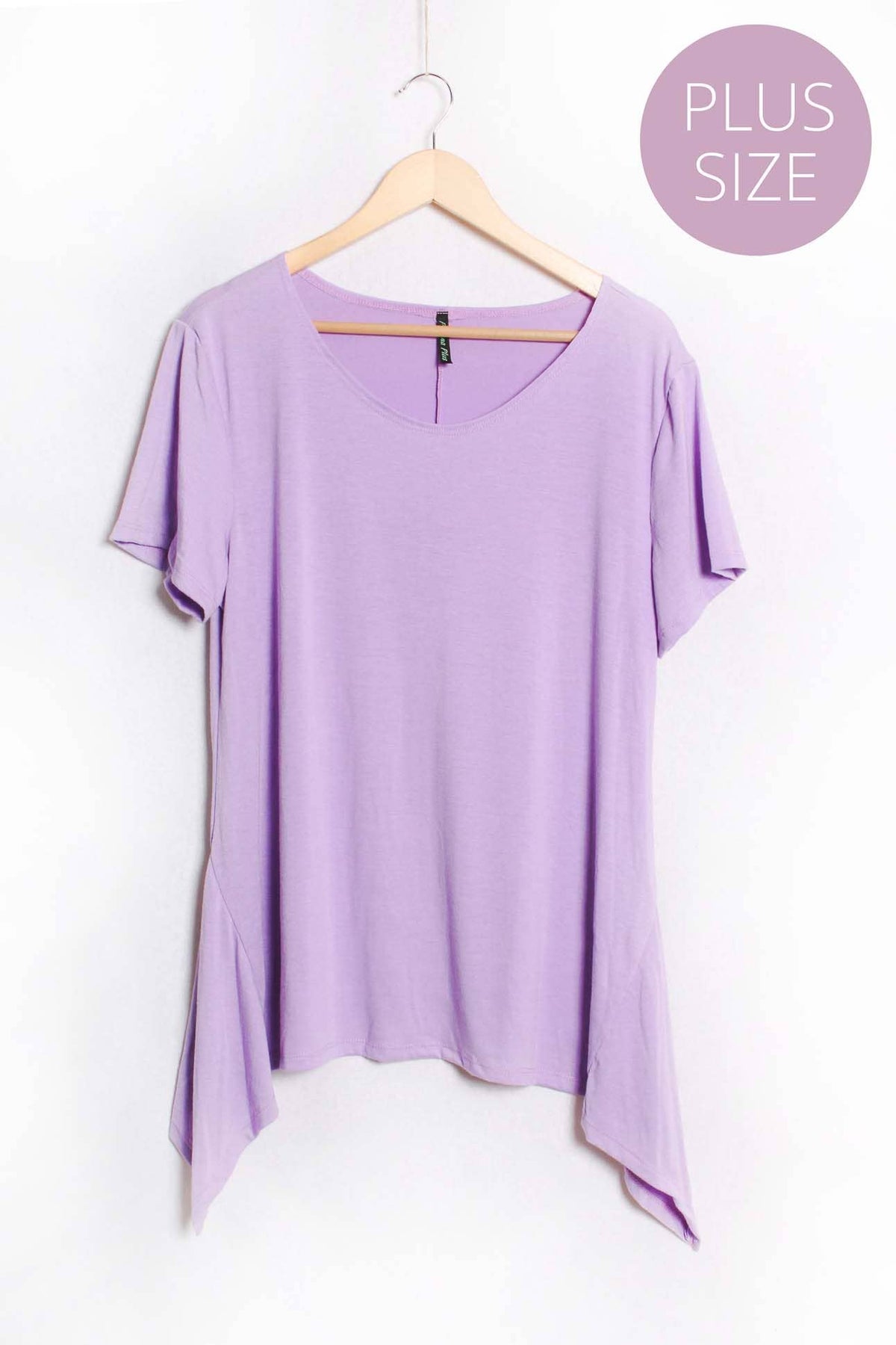 Good Stuff Apparel - Women's Plus Short Sleeve Scoop Neck Extended Hem Top