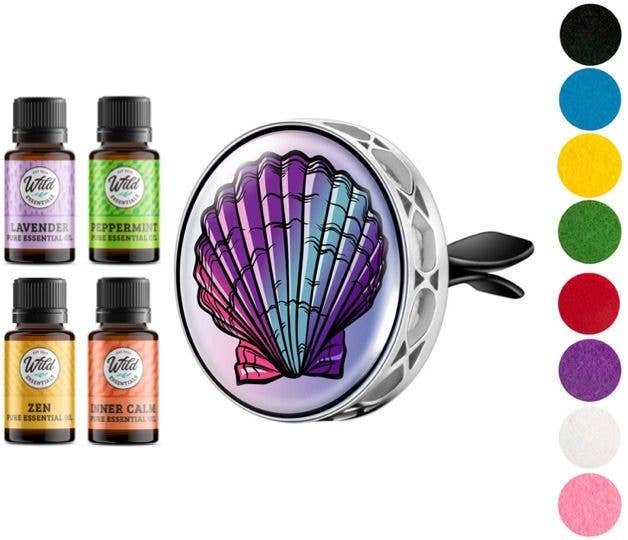Wild Essentials - Seashell Car Vent Diffuser with four Essential oils