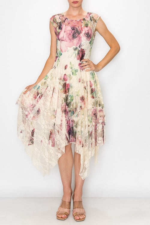 Origami Apparel ~ Big Rose Lace Inspired Dress - OLS-4609