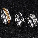 Rotatable Chain Men Rings Stainless Steel Spinner Reliever Stress Jewelry Black Gold Silver Color