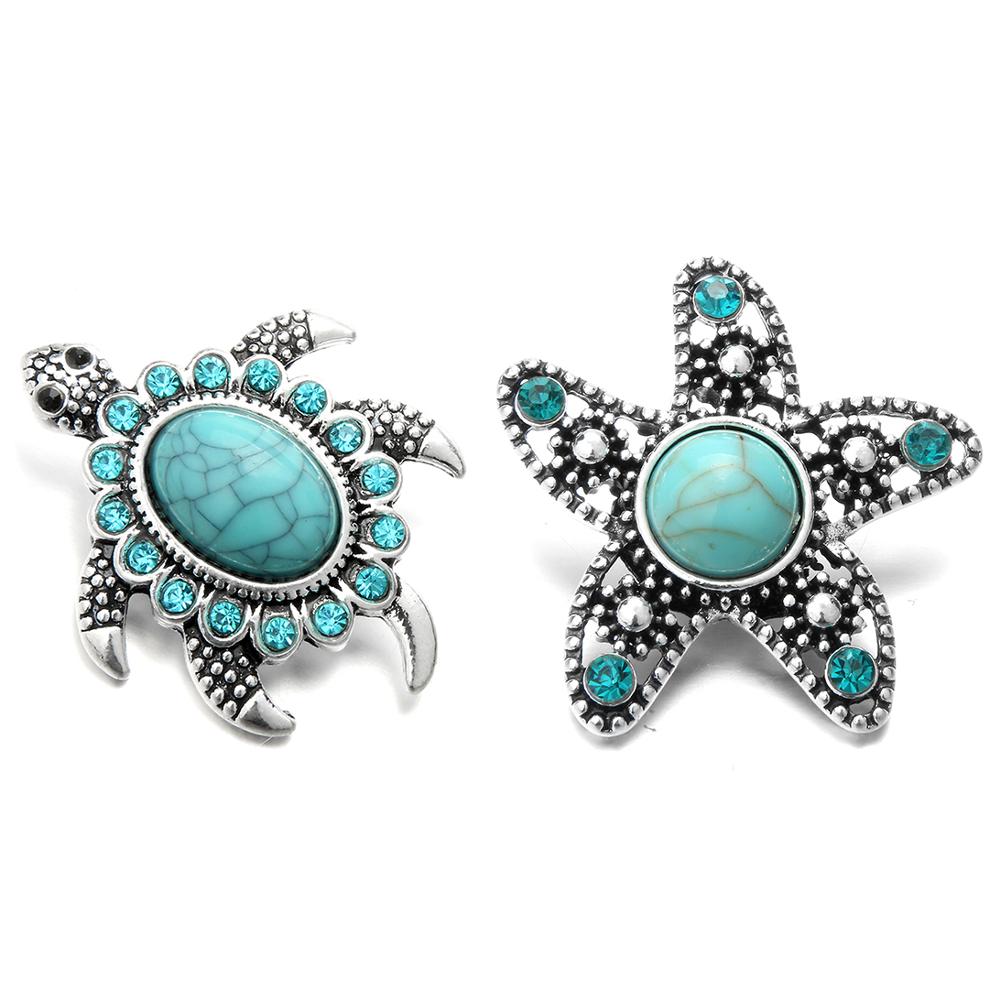 Crystal Starfish & Turtle Sandy Snap Interchangeable Charm 18mm