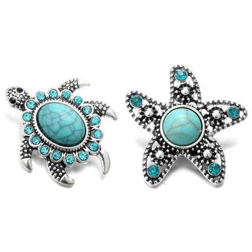 Crystal Starfish & Turtle Sandy Snap Interchangeable Charm 18mm
