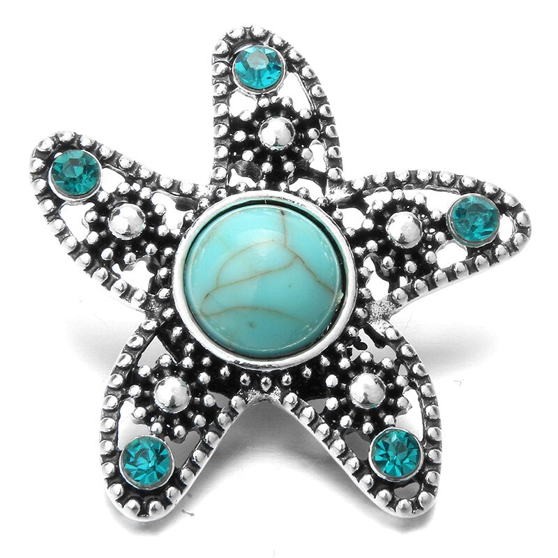 Crystal Starfish & Turtle Sandy Snap Interchangeable Charm 18mm