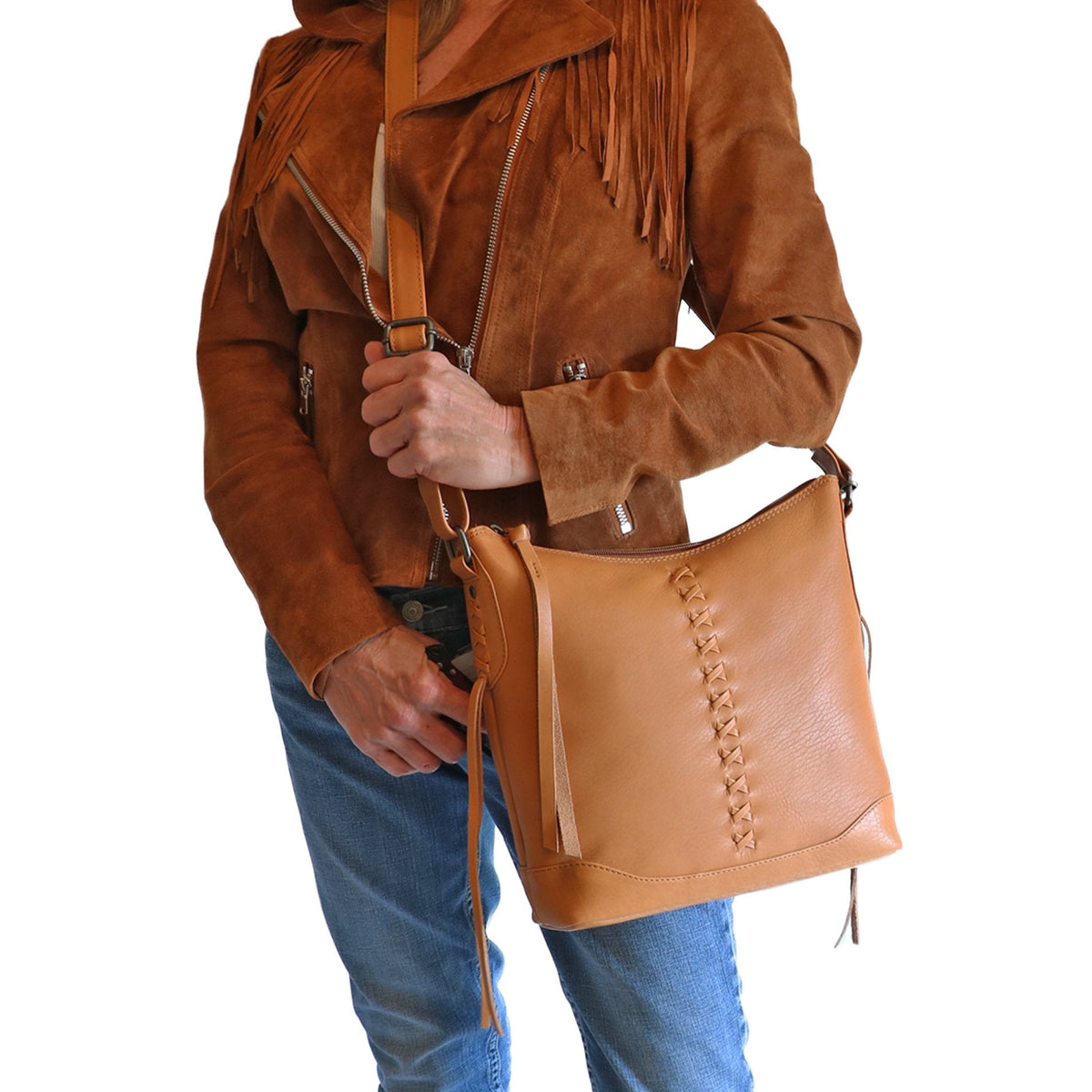 Concealed Carry Blake Scooped Leather Crossbody by lady Conceal