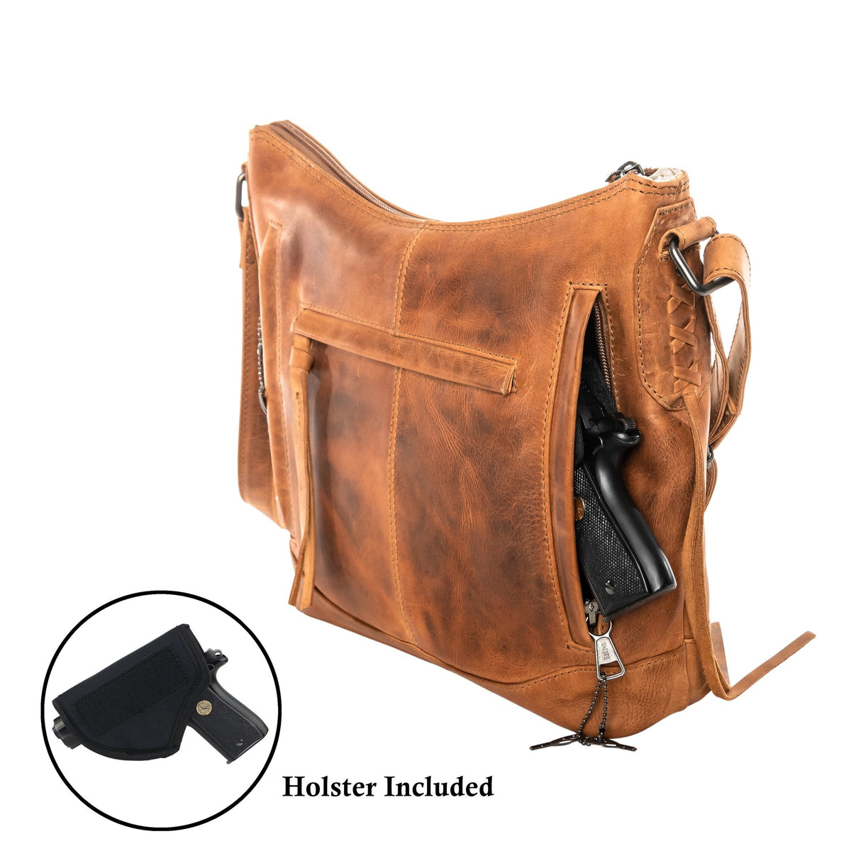 Concealed Carry Blake Scooped Leather Crossbody by lady Conceal