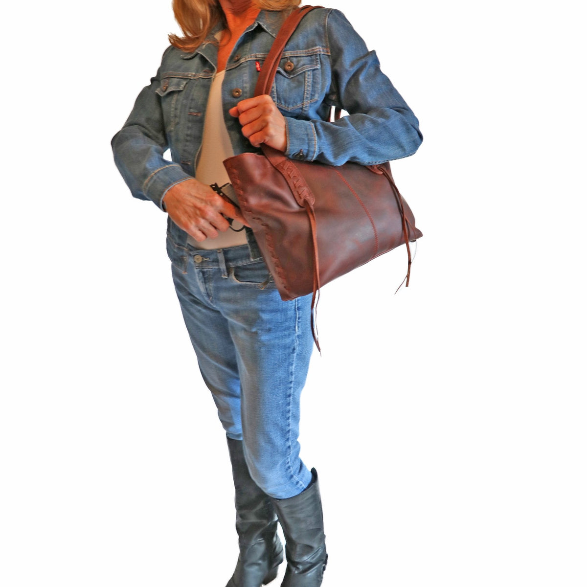 Concealed Carry Reagan Medium Leather Laced Tote by Lady Conceal