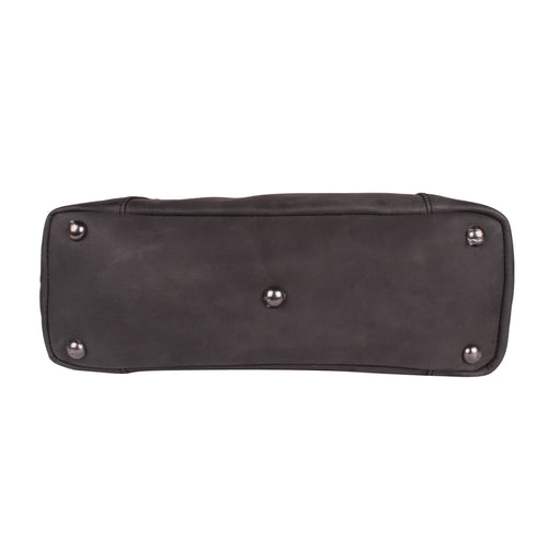 Bottom view of the dark brown Lady Conceal Kendall stitched tote