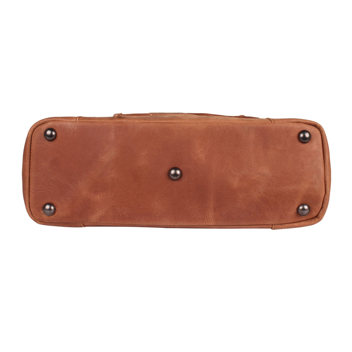Bottom view of the brown Lady Conceal Kendall stitched tote