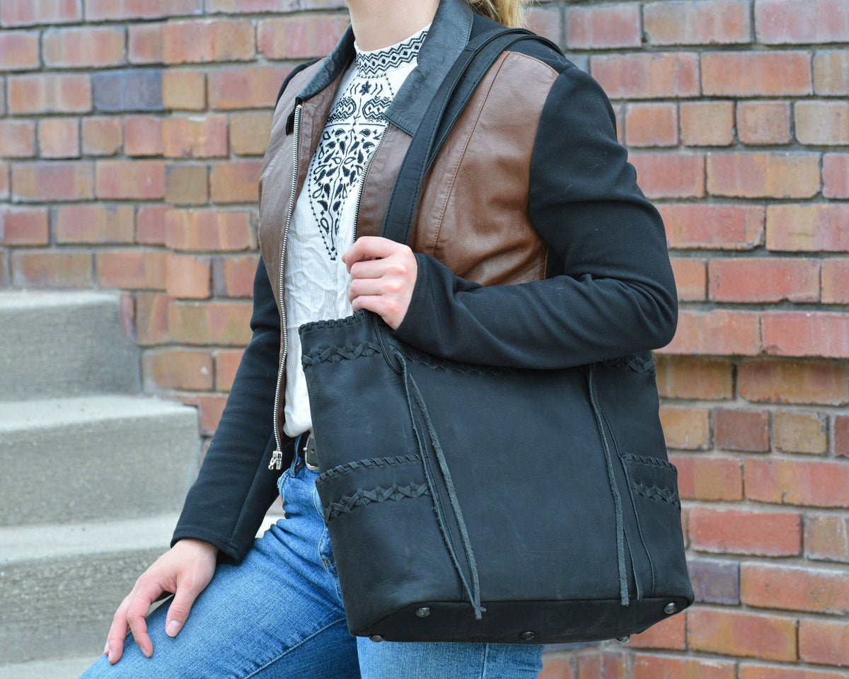 Concealed Carry Kendall Leather Stitched Tote by Lady Conceal