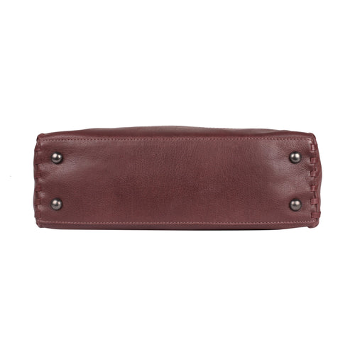 Bottom view of the burgundy Lady Conceal Juliana leather hobo