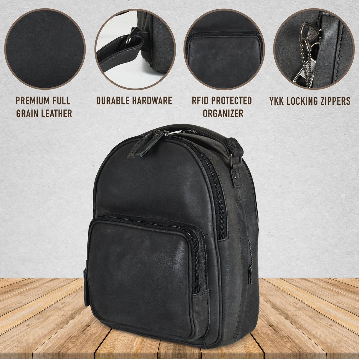 Concealed Carry Reese Unisex Leather Backpack by Lady Conceal