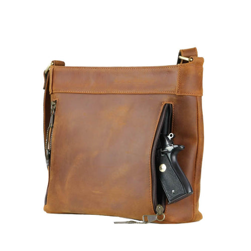 Concealed Carry Delaney Unisex Leather Crossbody by Lady Conceal