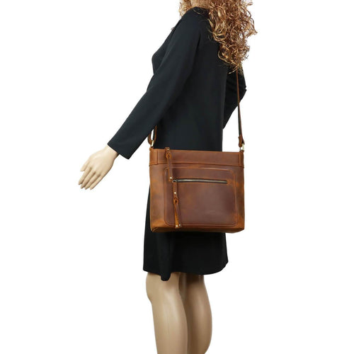 Concealed Carry Delaney Unisex Leather Crossbody by Lady Conceal