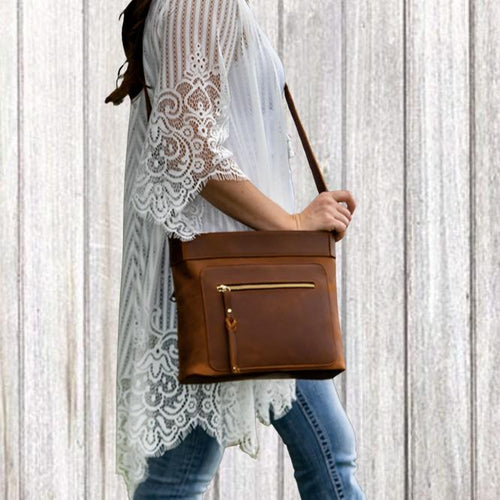 Concealed Carry Delaney Unisex Leather Crossbody by Lady Conceal