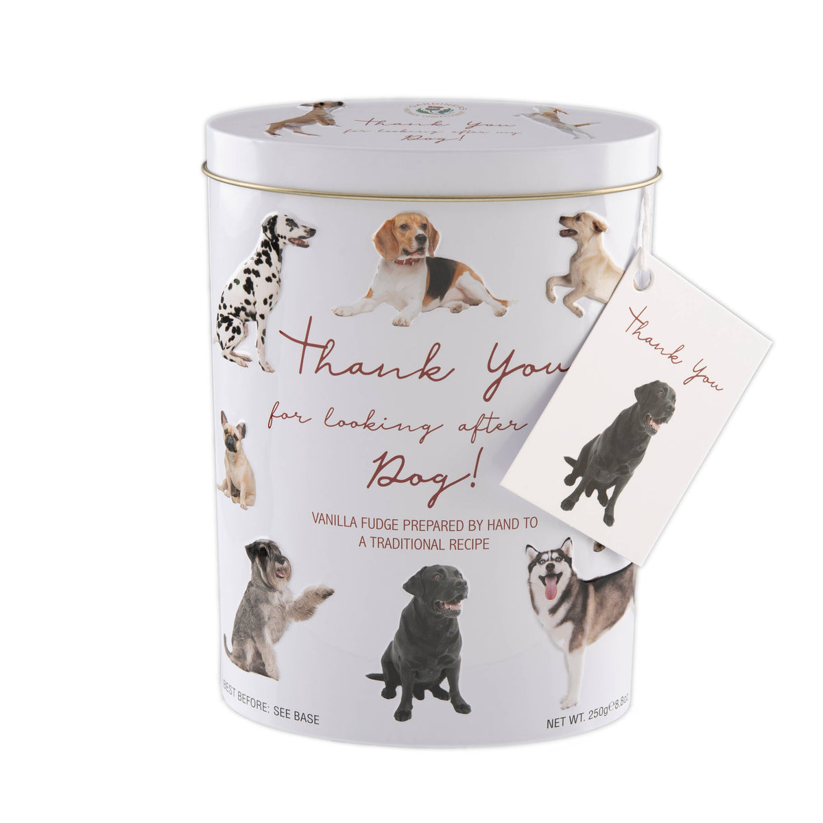 Gardiners Handmade Confectionery - Thank You "Dogs" Tin - Vanilla Fudge