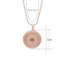 Measurement diagram for a rose gold-tone round snap pendant necklace