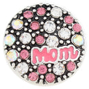 "Mom" In Pink and Clear Rhinestones Sandy Snap Interchangeable Charm