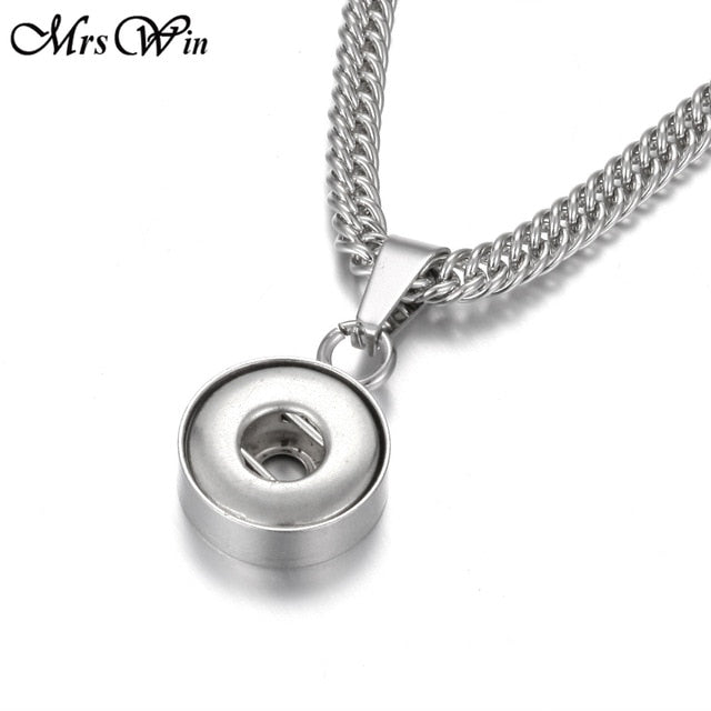 Stainless Steel Pendant Sandy Snap Interchangeable Charm Necklace