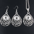 Filigree Teardrop Sandy Snap Interchangeabe Charm Necklace & Earring Set