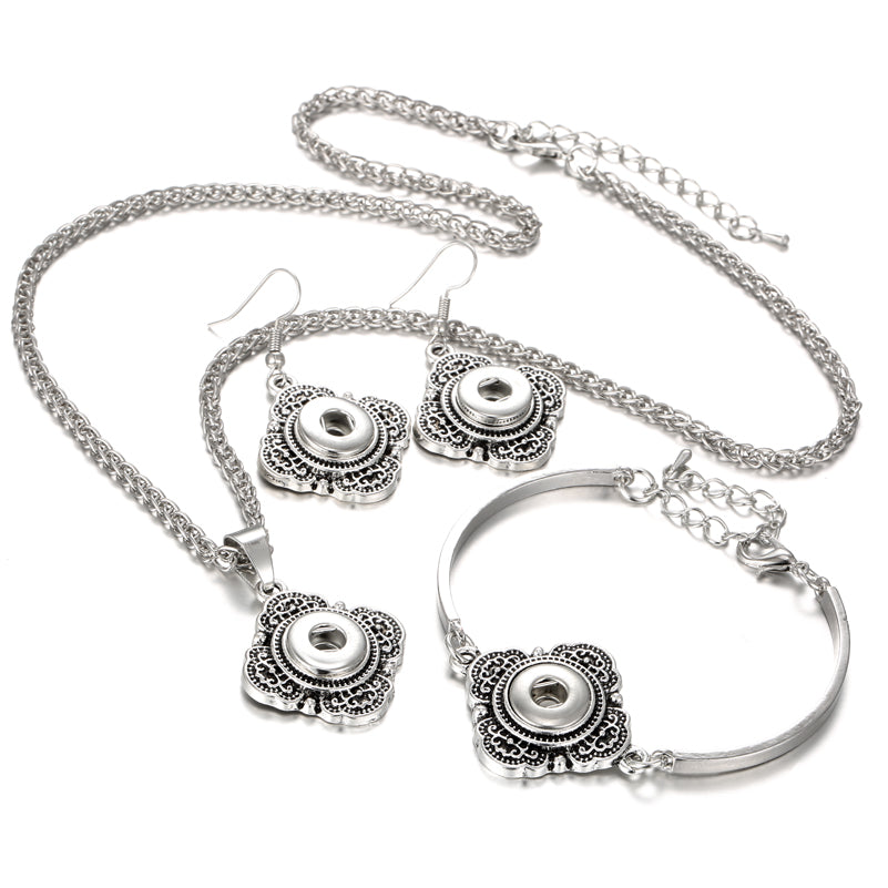 Vintage Style 12mm Sandy Snap Bracelet or Earrings Set