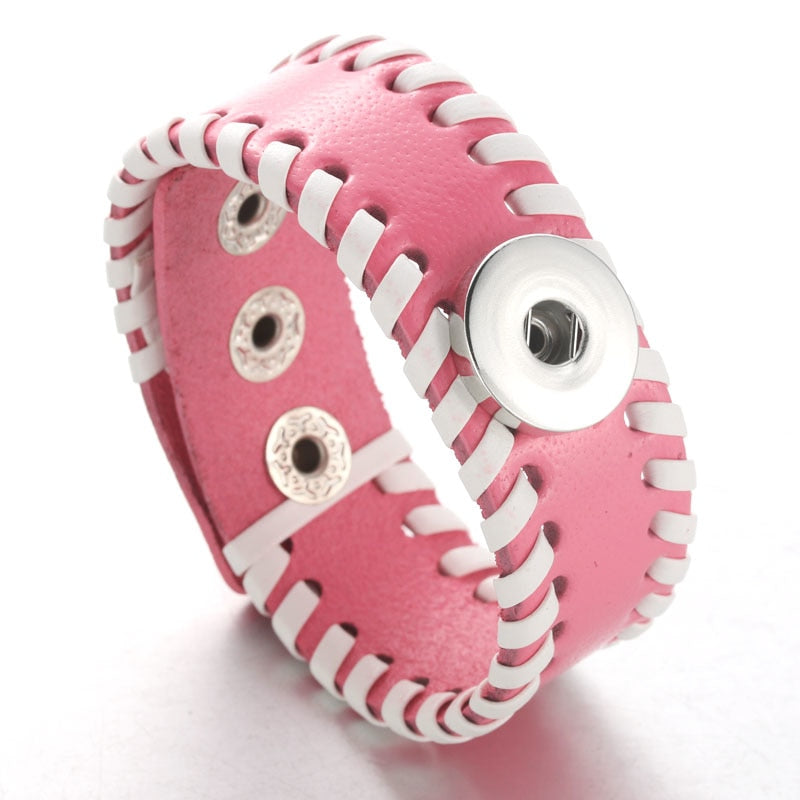 Laced Leather Sandy Snap Interchangeable Charm Bracelet