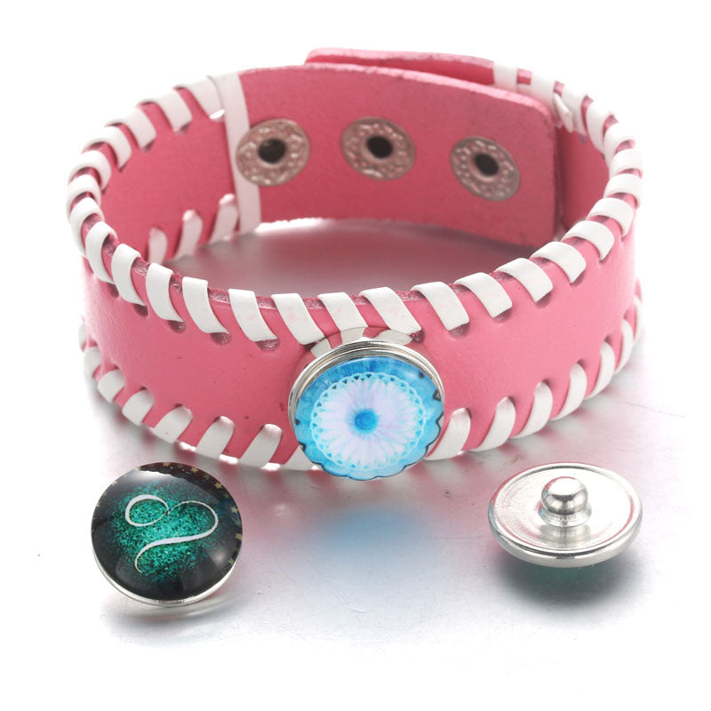 Laced Leather Sandy Snap Interchangeable Charm Bracelet