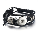 Black braided multi-strand Sandy Snap bracelet with a silver-tone snap setting, beads and adjustable cord