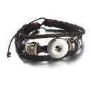 Brown braided multi-strand Sandy Snap bracelet with a silver-tone snap setting, beads and adjustable cord