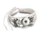 White braided multi-strand Sandy Snap bracelet with a silver-tone snap setting, beads and adjustable cord