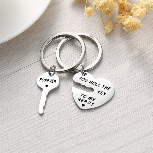 Key With Heart Key Chain Set "YOU HOLD THE KEY TO MY HEART"