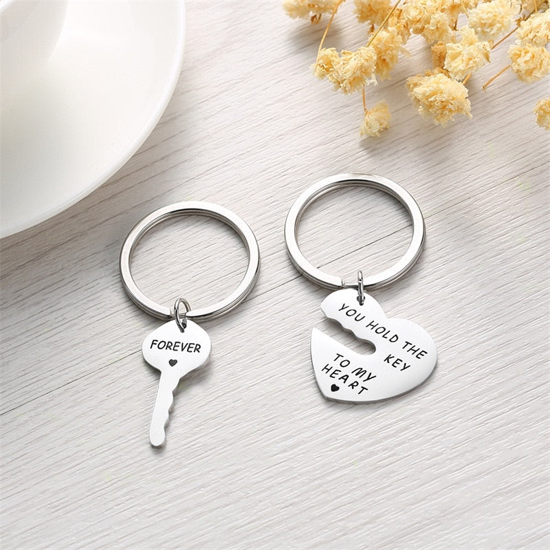Key With Heart Key Chain Set "YOU HOLD THE KEY TO MY HEART"