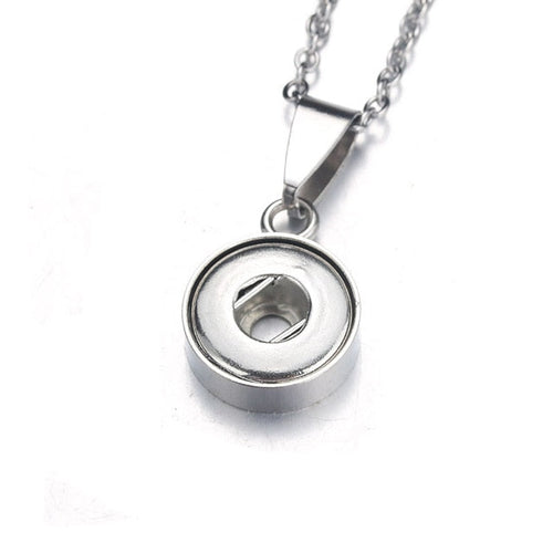 Plain Stainless Steel 2 Sizes Sandy Snap Interchangeable Charm Necklace