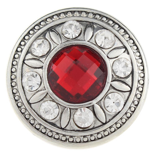 Metal and Red Crystal Sandy Snap Interchangeable Charm