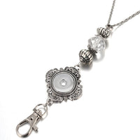 Cross & Crystal Bead Badge ID Holder Sandy Snap Interchangeable Charm Lanyards