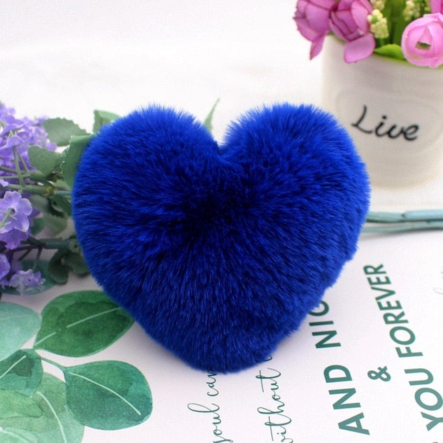 Fur Heart Key Chain / Purse Puff