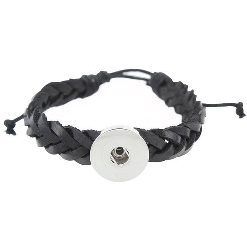 Braided Leather Sandy Snap Interchangeable Charm Bracelet