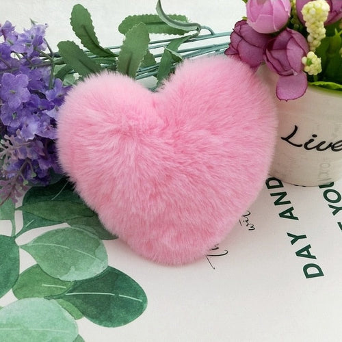 Fur Heart Key Chain / Purse Puff