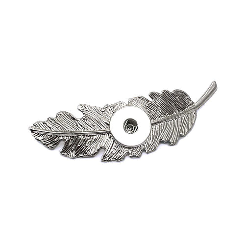 Silver Feather Sandy Snap Interchangeable Charm Hair Clip/Barrette