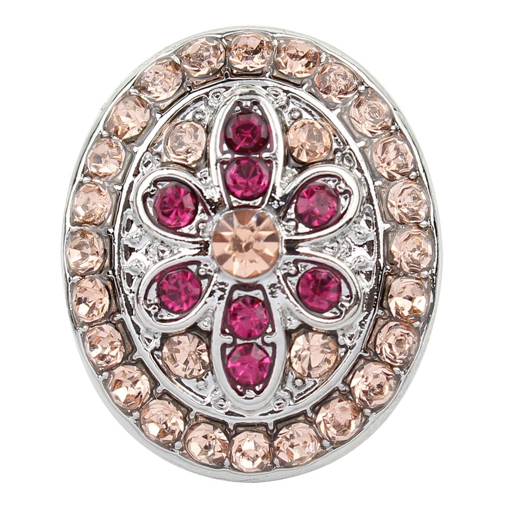 Oval Pink and Fuchsia Flower Sandy Snap Interchangeable Charm