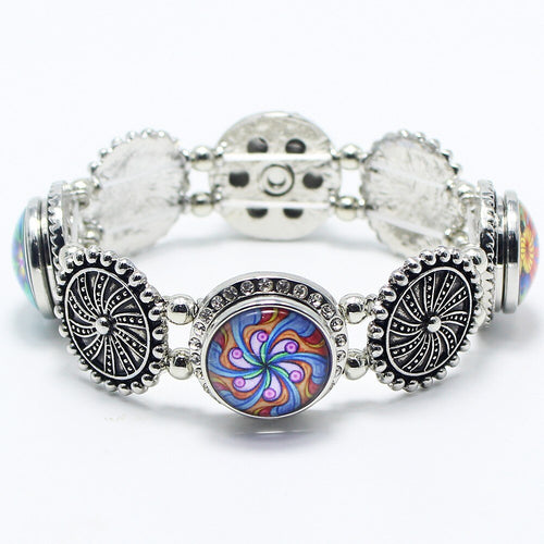 Stretchable 4 Charm Sandy Snap Interchangeable Charm Bracelet