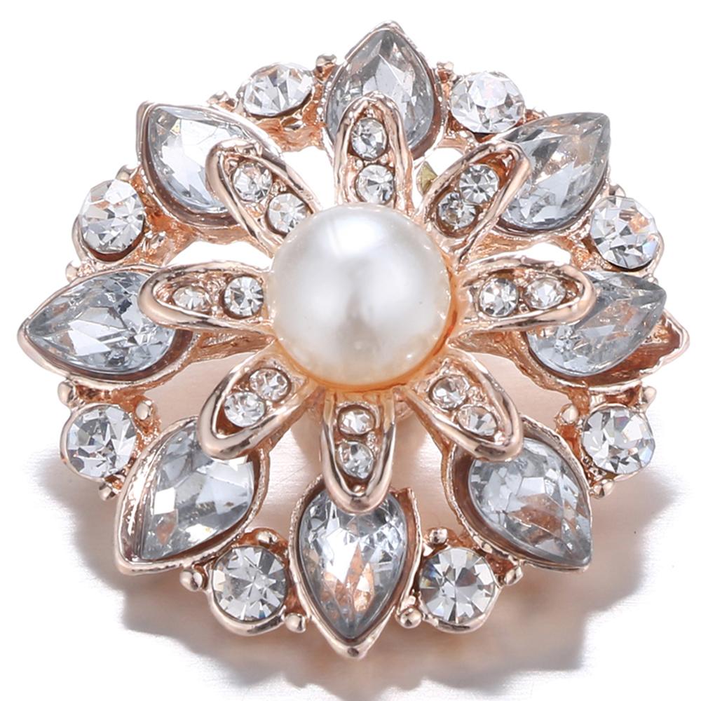 White Pearl with Crystal Teardrop Stones Sandy Snap Interchangeable Charm