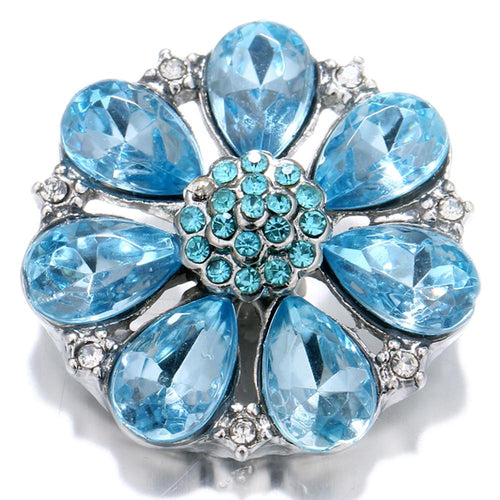 Hollow Blue Flower Sandy Snap Interchangeable Charm