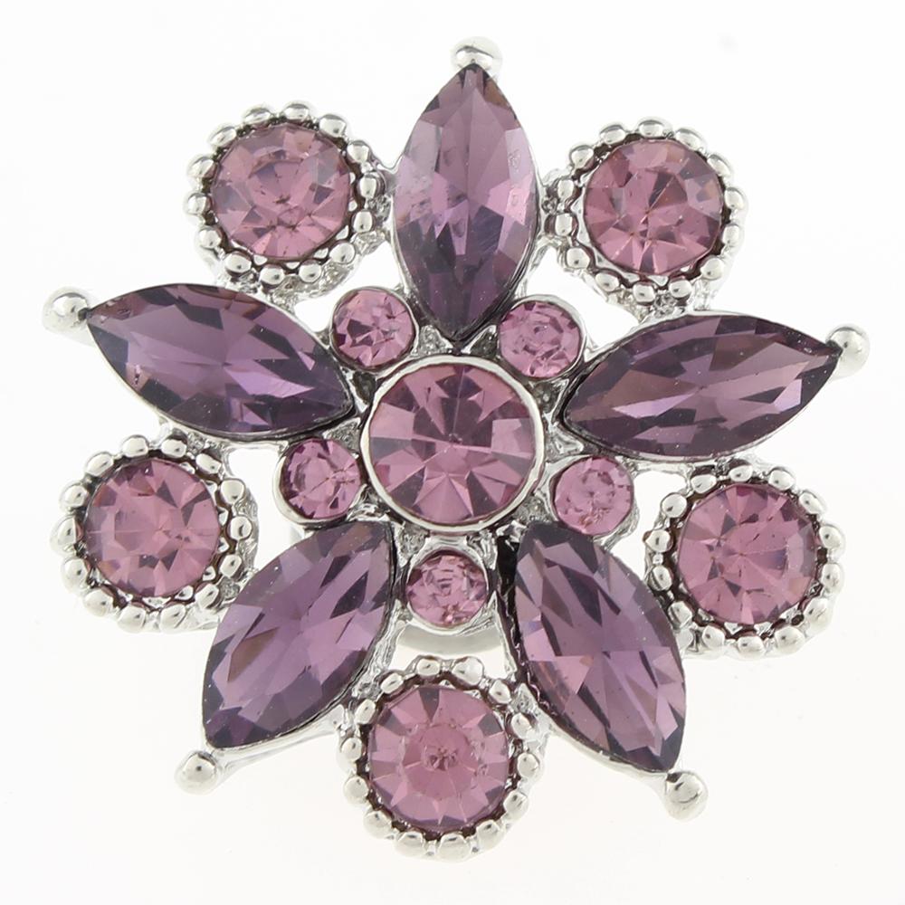 Purple Crystal Flower Sandy Snap Interchangeable Charm