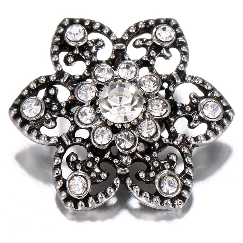 Hollow White Crystal Flower Sandy Snap International Charm