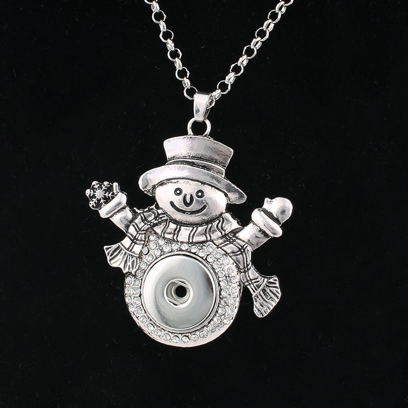 Sandy Snap Snowman with Crystals Interchangeable Charm Necklace