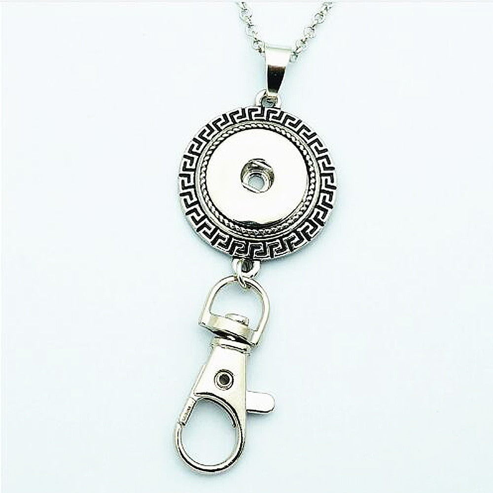 Greek Design Badge ID Holder Sandy Snap Interchangeable Charm Lanyard